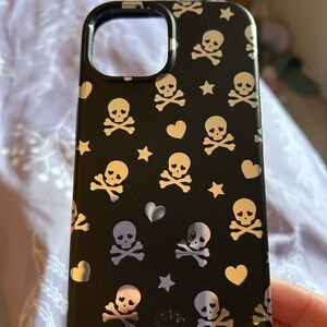 Velvet Caviar Black Skull Pattern iPhone 15  Case